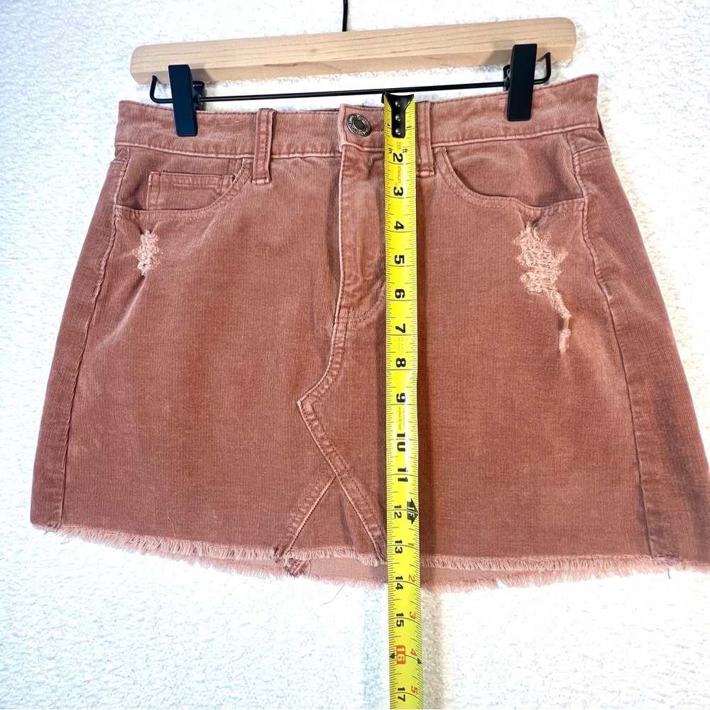 American Eagle Vintage Mini skirt corduroy distressed raw hem pink brown tones 4 - Picture 5 of 8